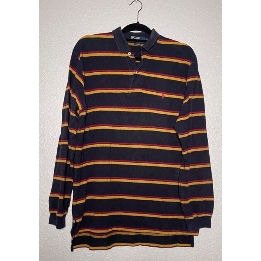 Polo Ralph Lauren Polo Shirt Mens Large Multicolored Striped Academia Preppy